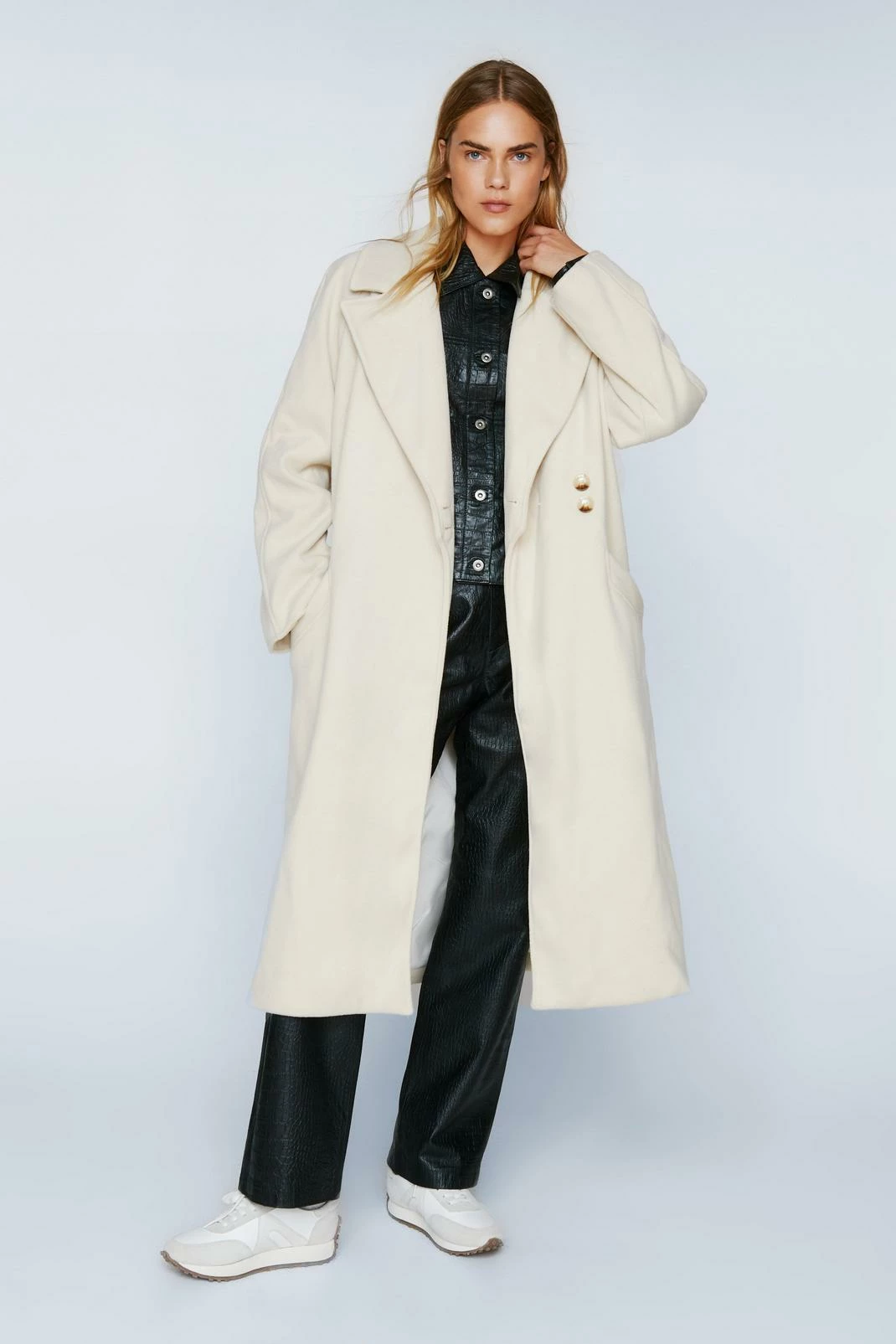 Wool Look Coats Wool Blend Oversized Duster Coat - Image 7