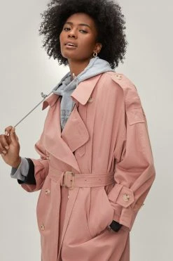 Duster + Trench Coats Belted Oversized Double Breasted Trench Coat