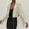 Real Leather Jackets Real Leather Crop Fringe Detail Biker Jacket