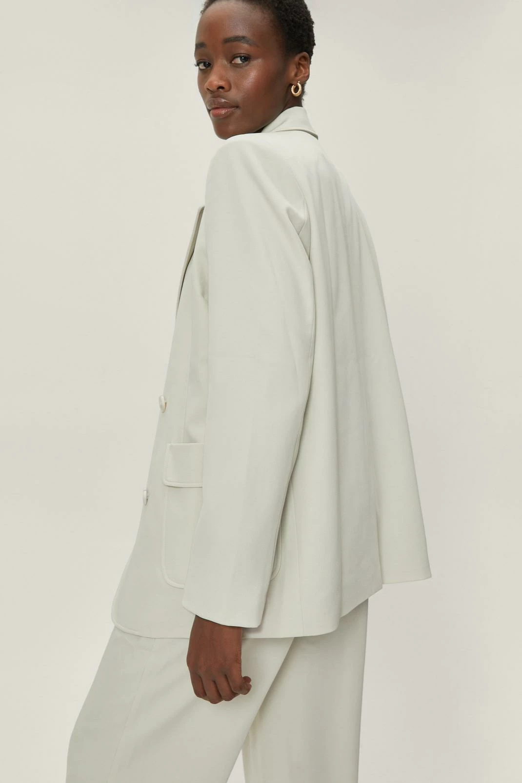 Two Piece Sets Tailored Double Breasted Long Sleeve Blazer - Image 3