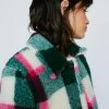 Cropped Jackets Check Print Faux Fur Cropped Jacket