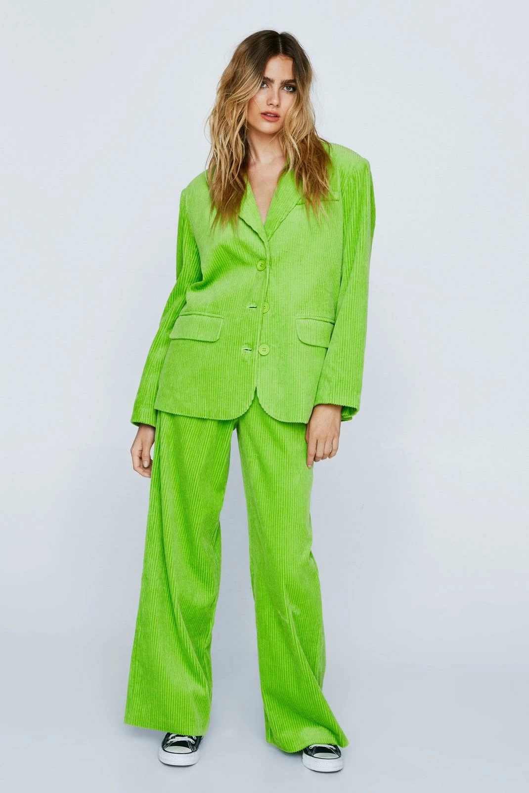 Two Piece Sets Cord Tailored Oversized Blazer - Image 4