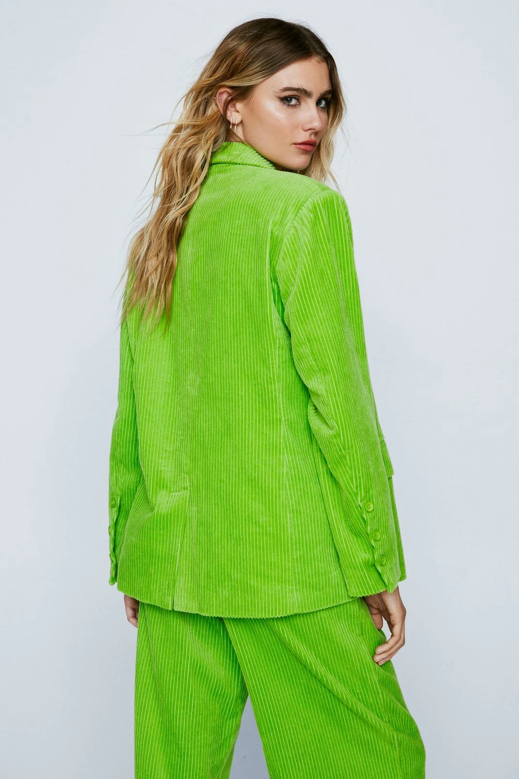 Two Piece Sets Cord Tailored Oversized Blazer - Image 6