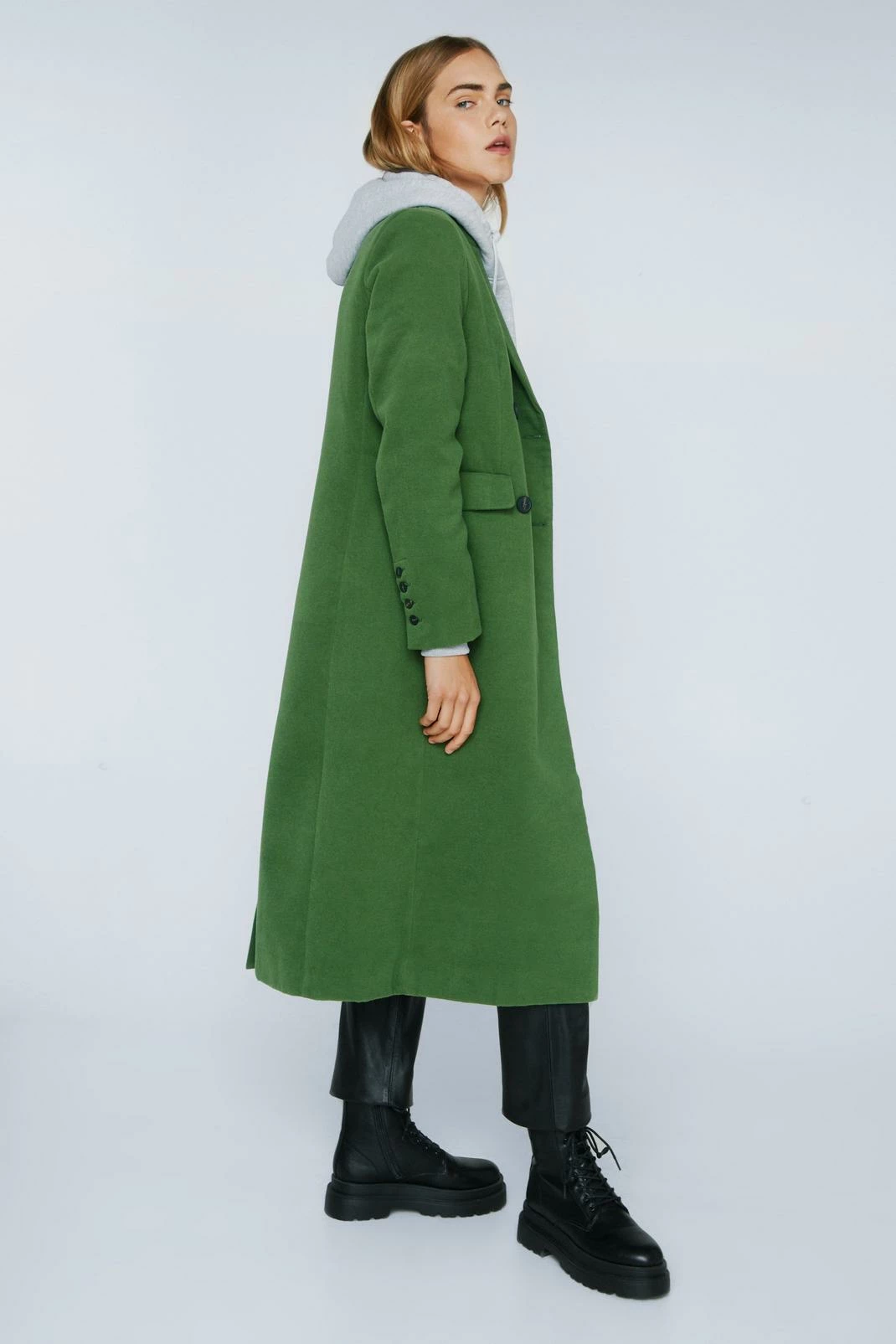 Wool Look Coats Faux Wool Double Breasted Longline Coat