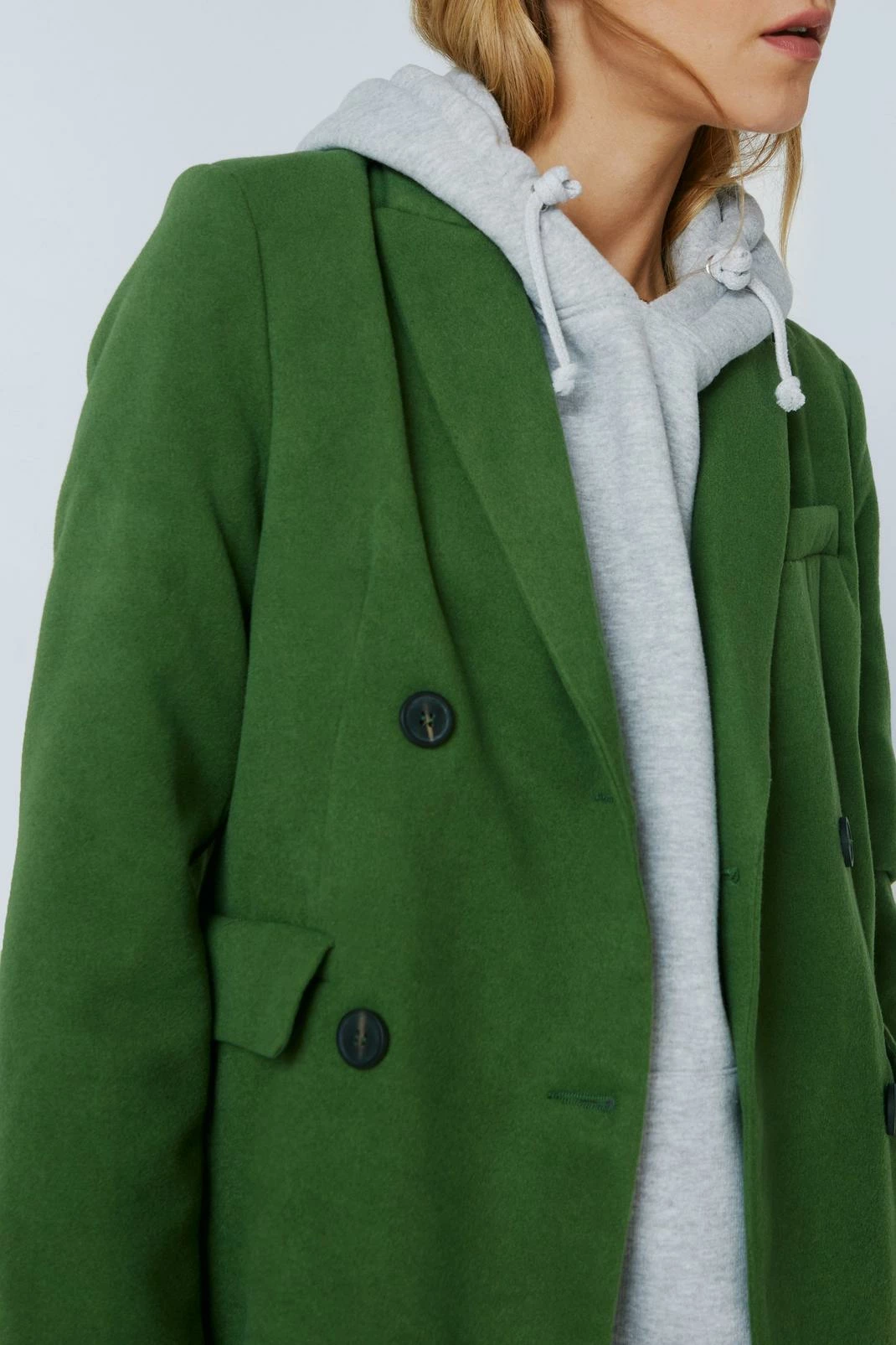 Wool Look Coats Faux Wool Double Breasted Longline Coat - Image 2