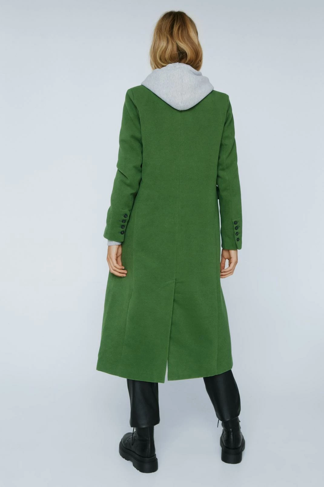 Wool Look Coats Faux Wool Double Breasted Longline Coat - Image 3