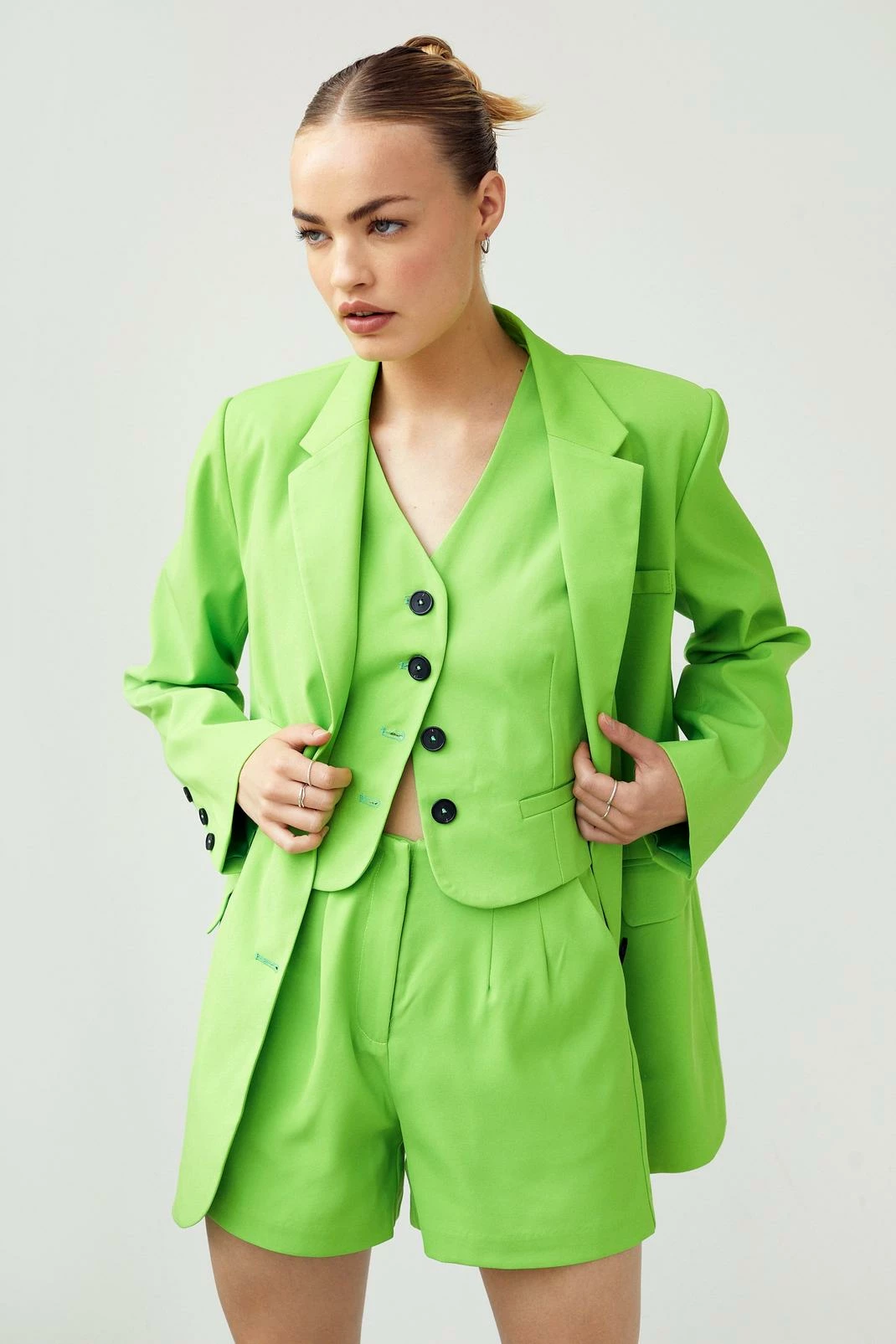 Two Piece Sets Oversized Twill Single Breasted Blazer - Image 11