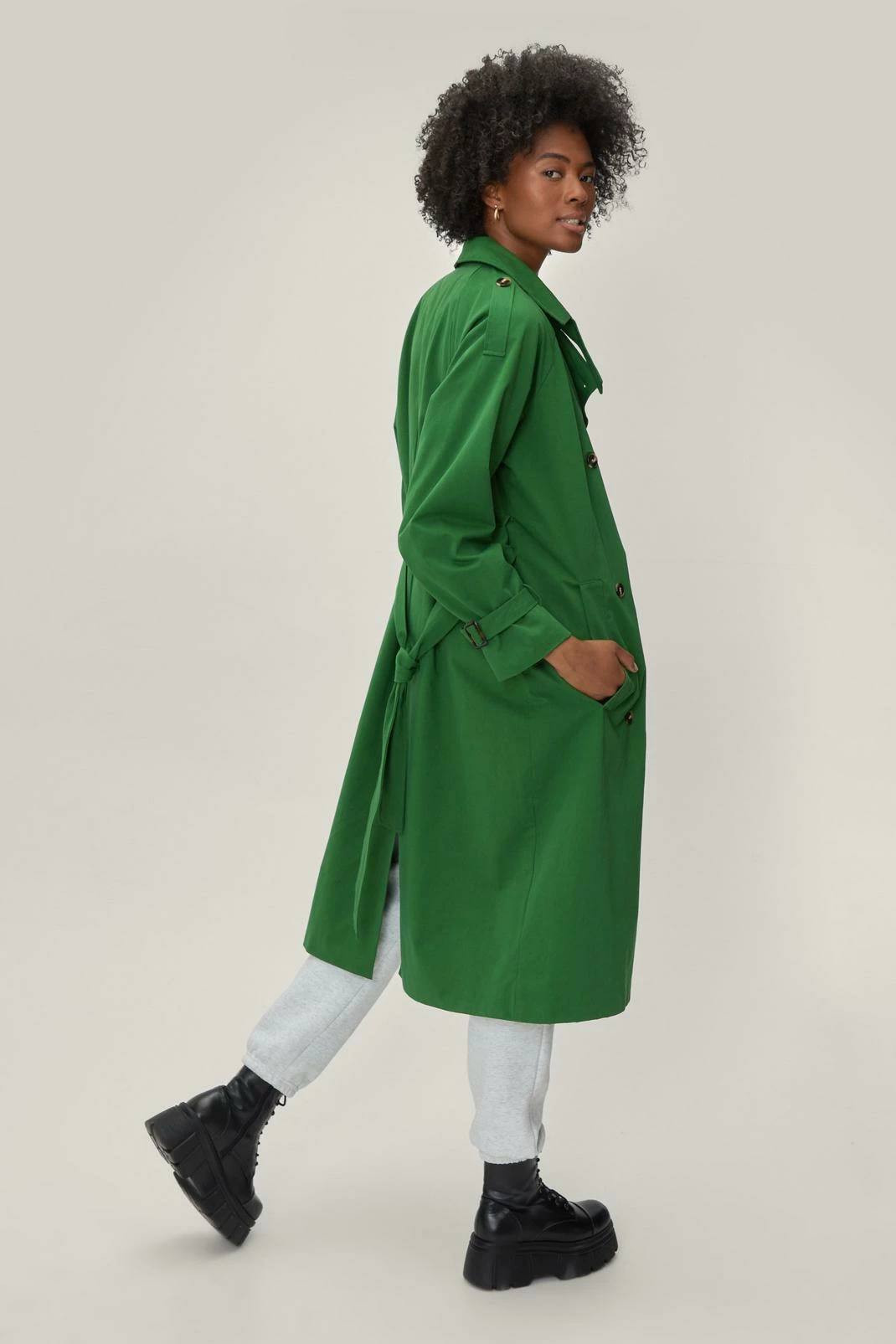 Duster + Trench Coats Tab Detail Twill Trench Coat - Image 6