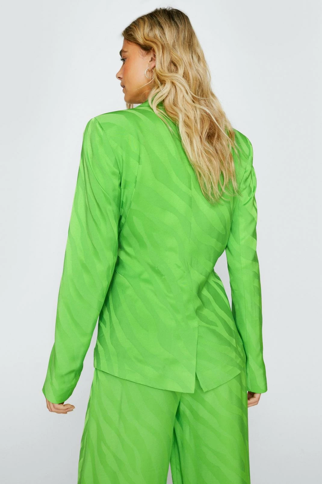 Two Piece Sets Zebra Jacquard Satin Blazer - Image 6