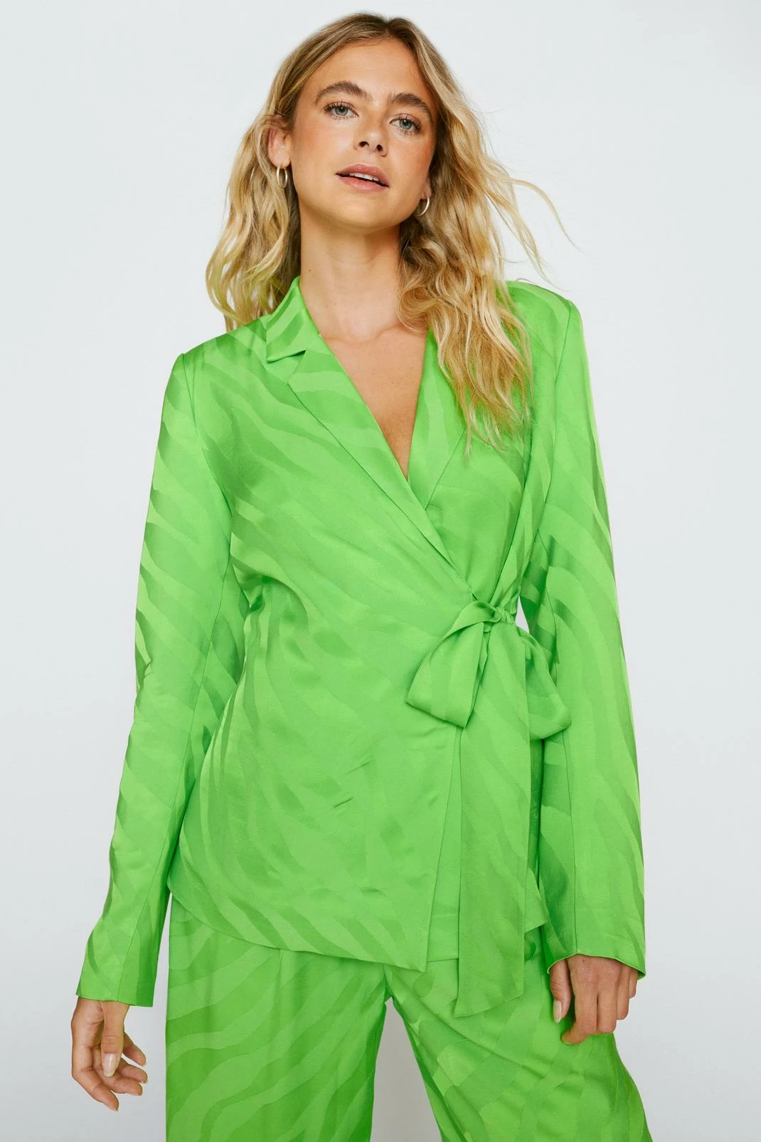 Two Piece Sets Zebra Jacquard Satin Blazer - Image 7