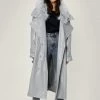 Duster + Trench Coats Faux Fur Hooded Faux Leather Vinyl Trench Coat