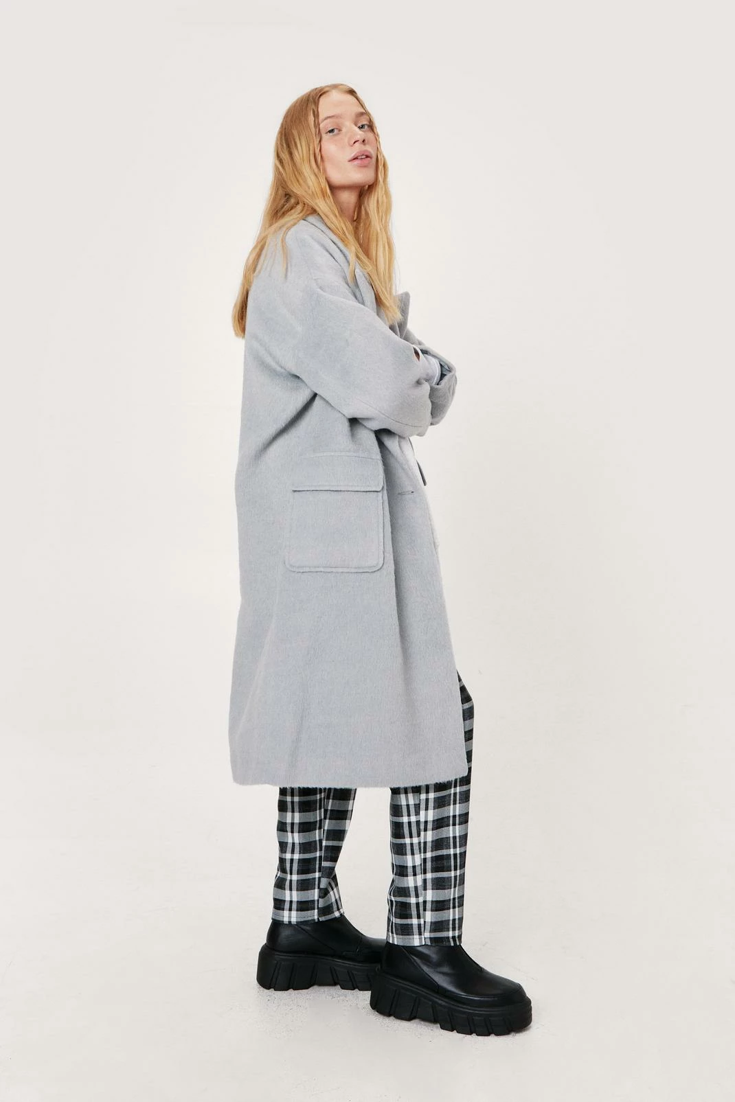 Wool Look Coats Petite Double Breasted Wool Look Coat - Image 5