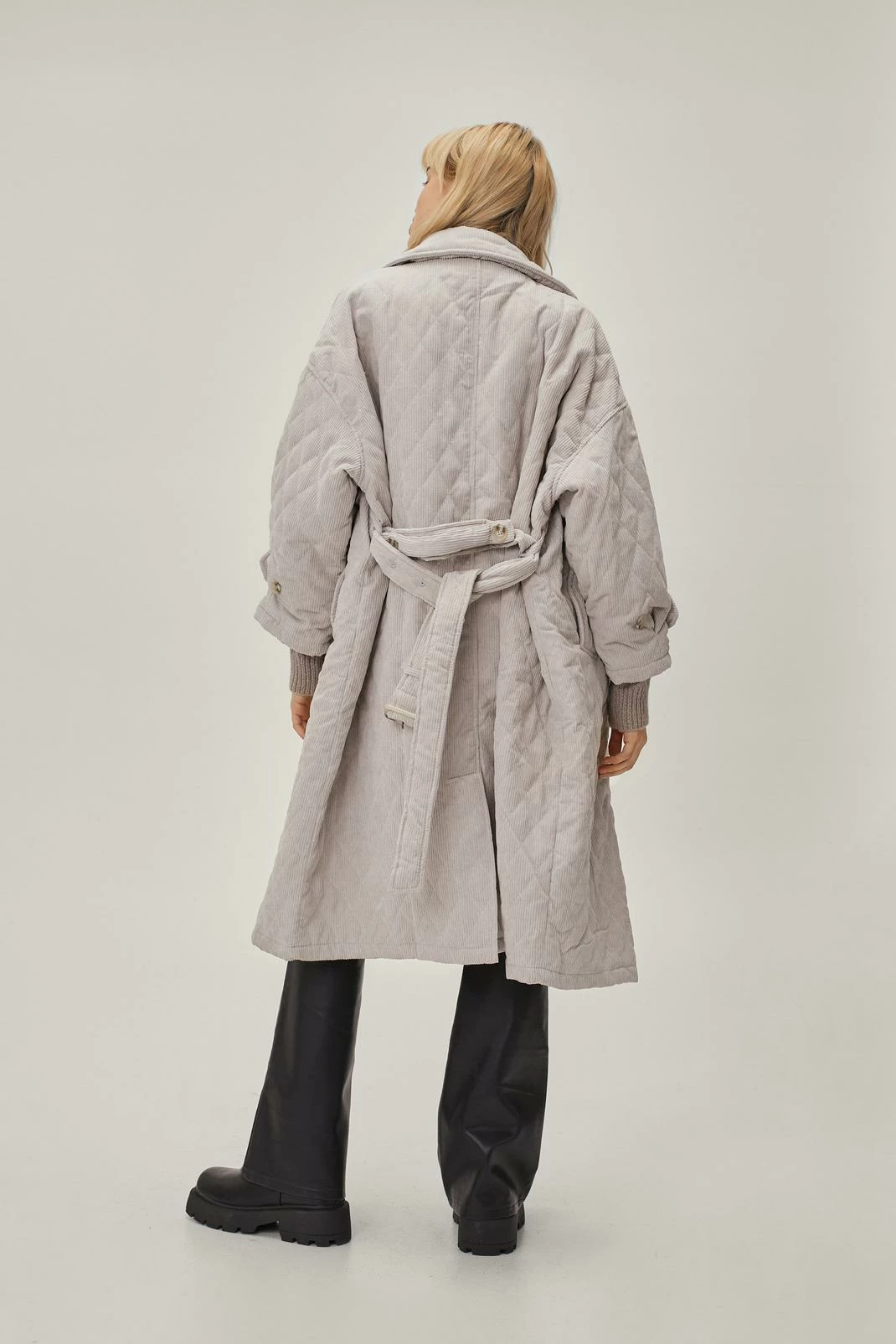 Duster + Trench Coats Quilted Oversized Mac Coat With Belt - Image 3