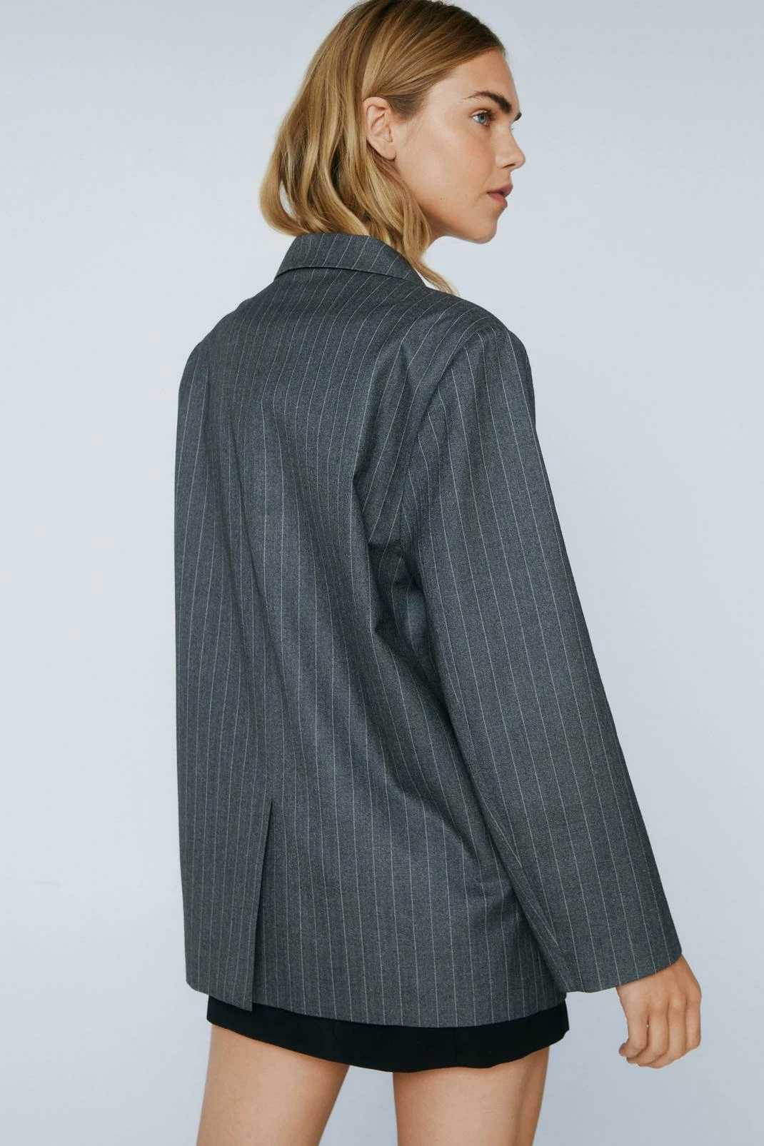 Blazers Striped Wool Look Oversized Blazer - Image 9
