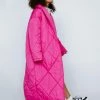 Puffer Jackets Belted Longline Quilted Coat