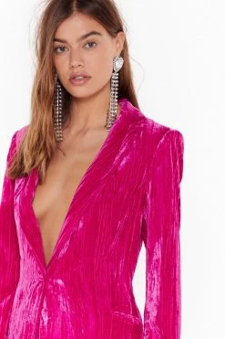 Two Piece Sets Single Breasted Crushed Velvet Blazer