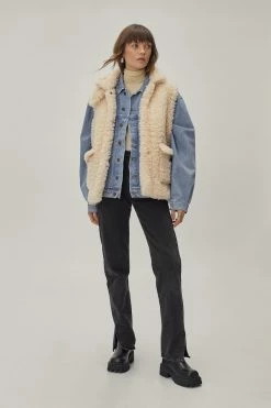 Teddy Coats Faux Fur Teddy Oversized Vest Jacket
