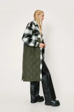 Clothes Check Quilted Maxi Shacket