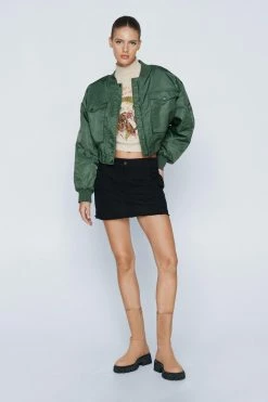 Jackets Pocket Detail Padded Bomber Jacket