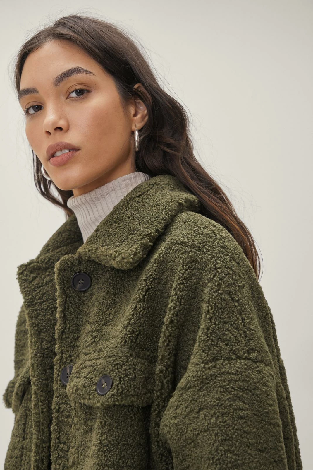 Teddy Coats Teddy Faux Fur Longline Button Down Jacket - Image 2