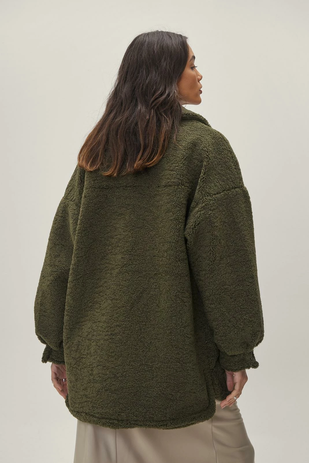 Teddy Coats Teddy Faux Fur Longline Button Down Jacket - Image 3