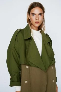 Duster + Trench Coats Two Tone Belted Oversized Trench Coat