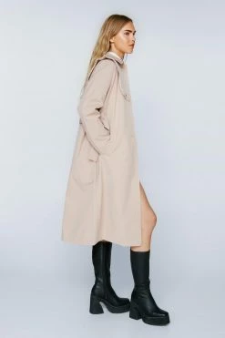 Duster + Trench Coats Premium Trim Detail Belted Trench Coat