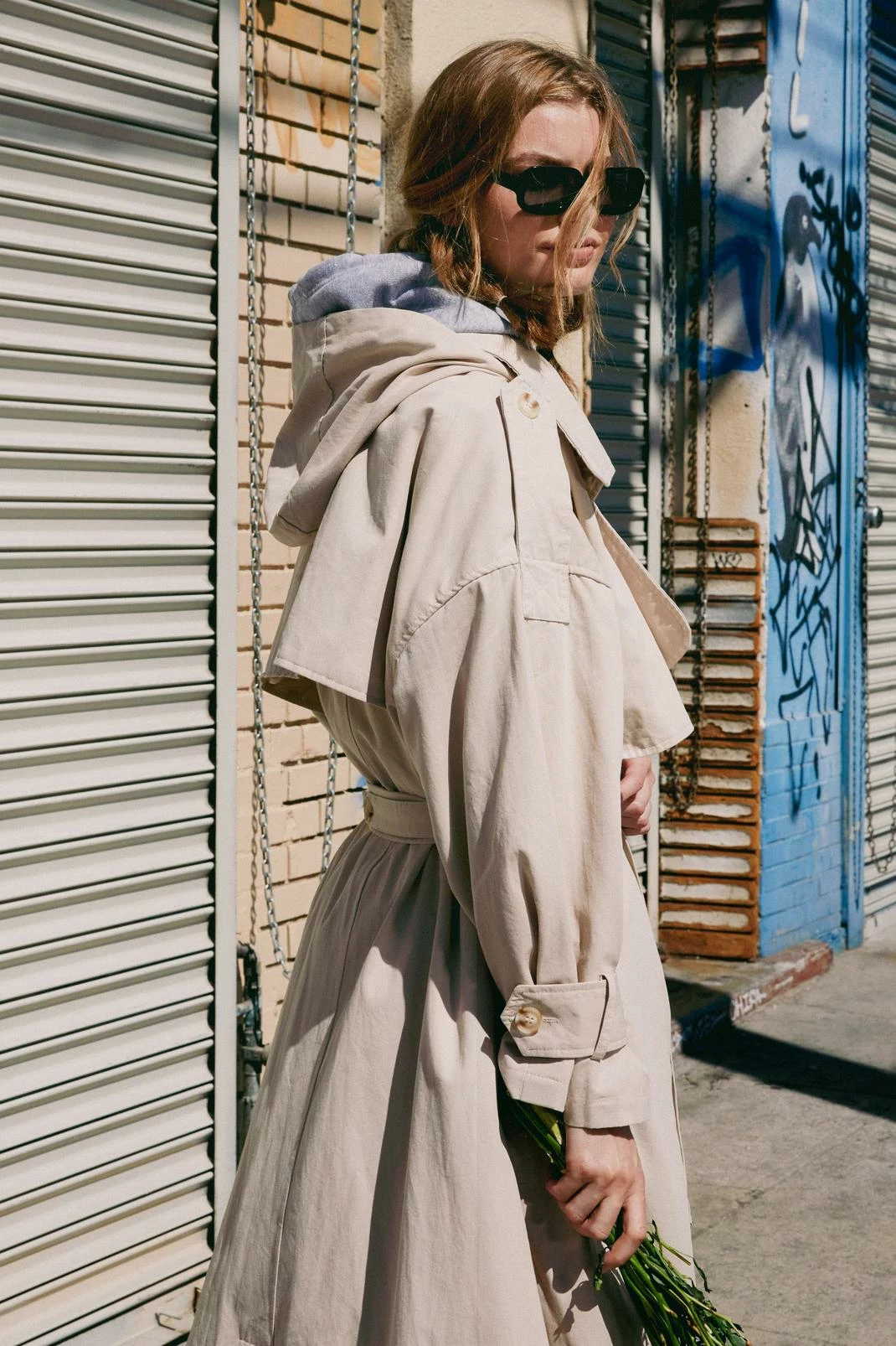 Duster + Trench Coats Hooded Oversized Belted Trench Coat - Image 2