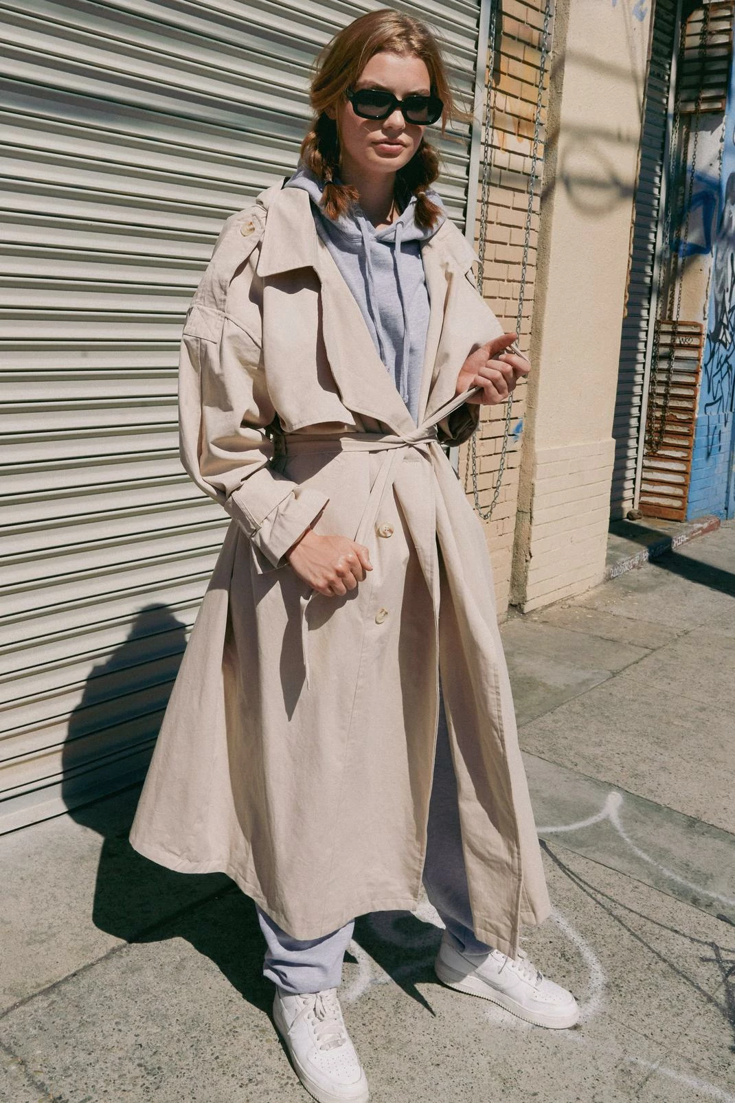 Duster + Trench Coats Hooded Oversized Belted Trench Coat - Image 4