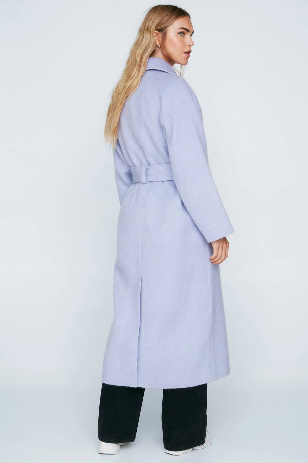Wool Look Coats Fuzzy Wool Blend Longline Coat - Image 3