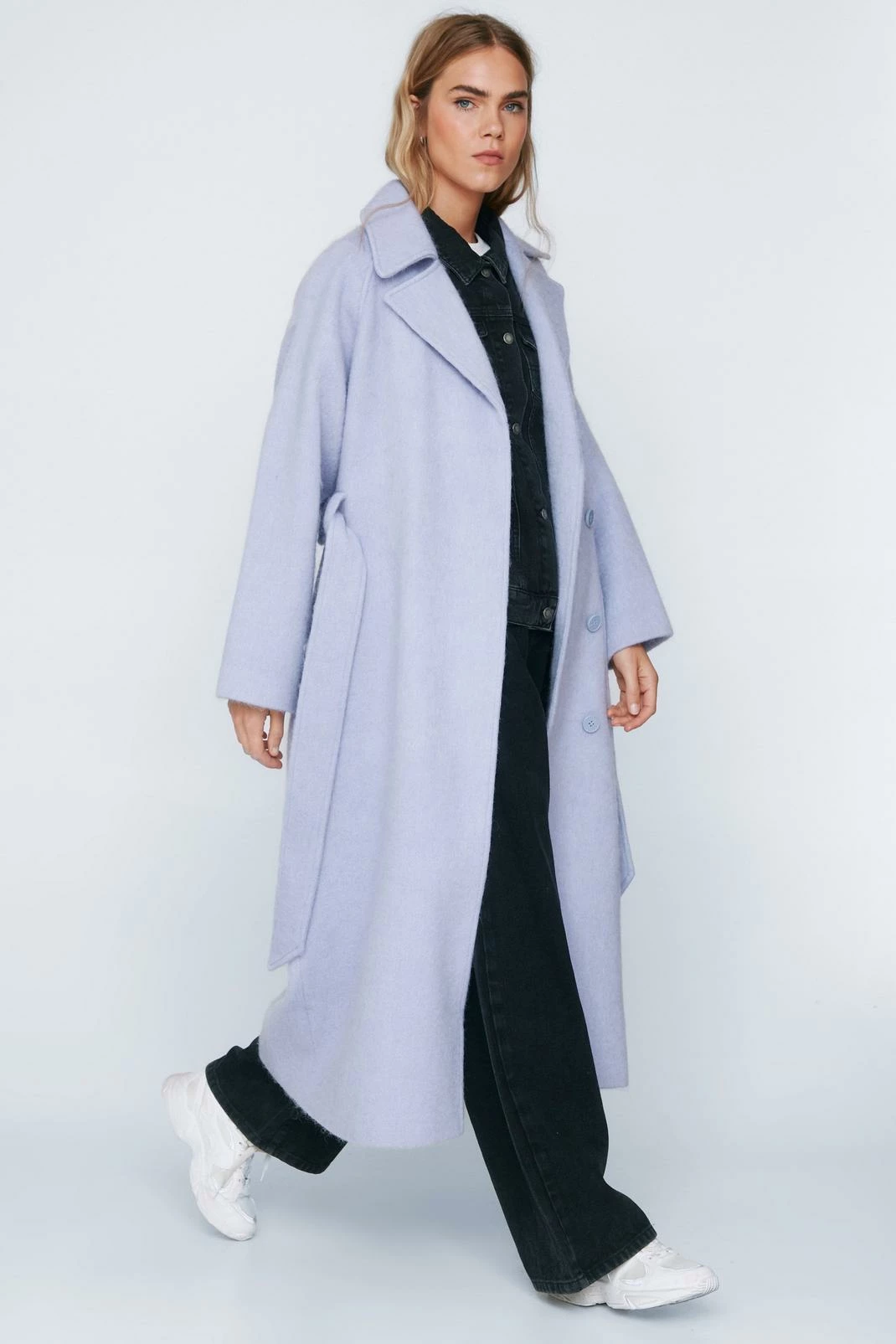 Wool Look Coats Fuzzy Wool Blend Longline Coat - Image 10