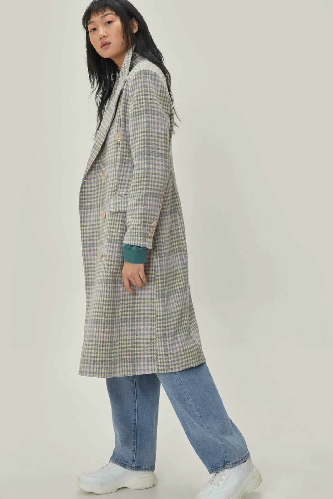 Duster + Trench Coats Lilac Check Coat - Image 2