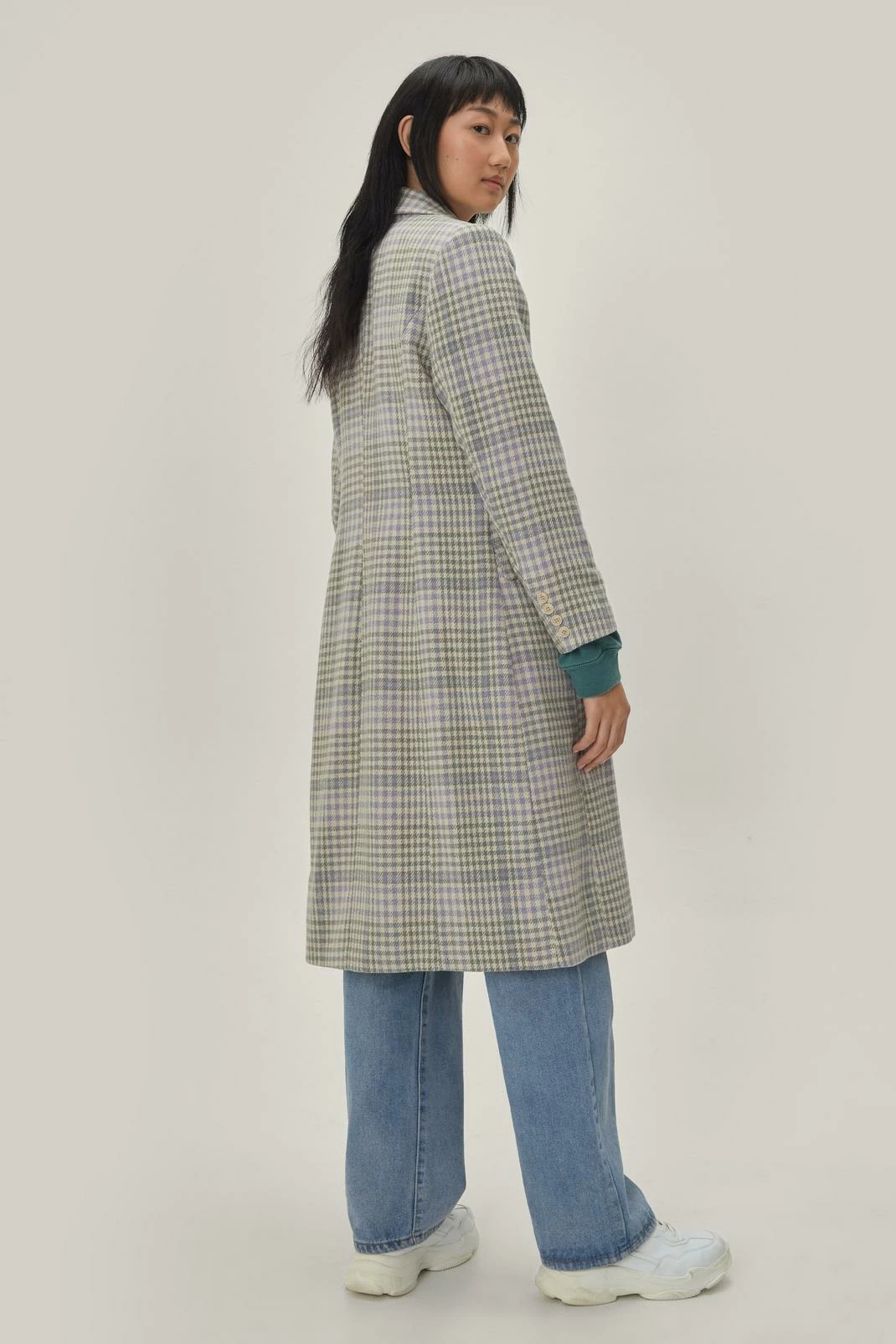 Duster + Trench Coats Lilac Check Coat - Image 3