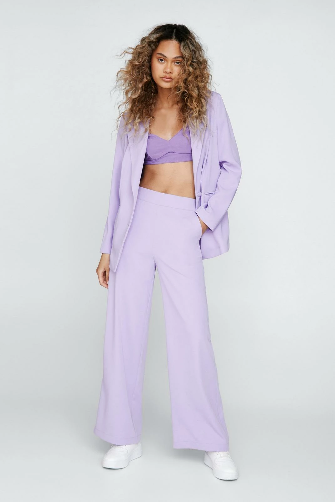 Two Piece Sets Satin Tailored Single Breasted Blazer - Image 2