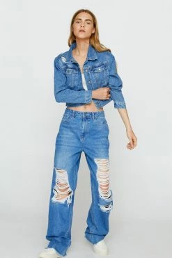Jackets Extreme Ripped Distressed Denim Jacket