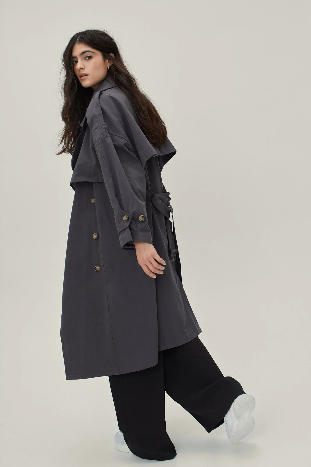 Duster + Trench Coats Twill Oversized Trench Coat - Image 6