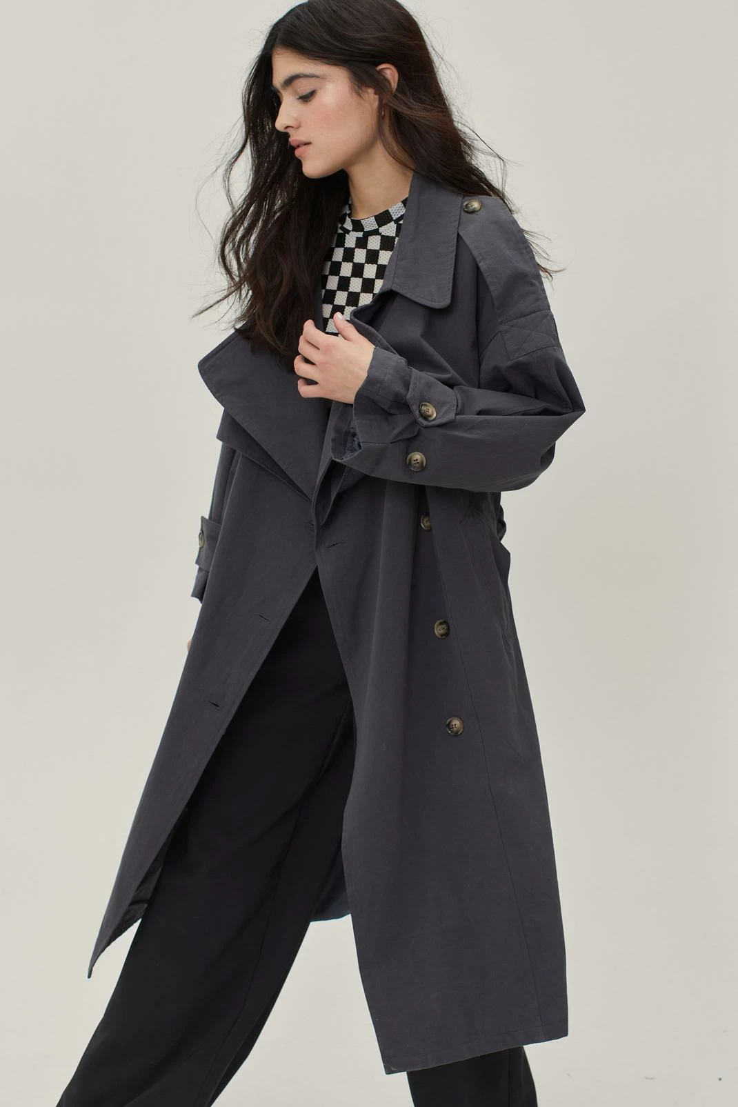 Duster + Trench Coats Twill Oversized Trench Coat - Image 4
