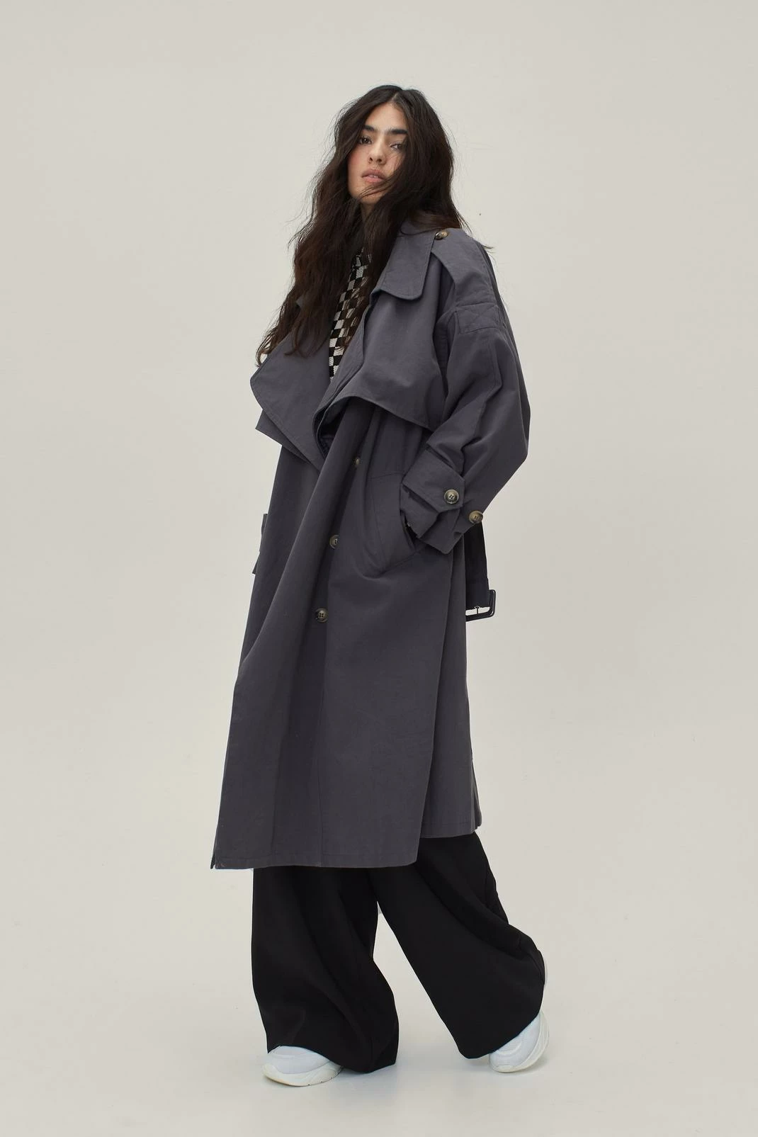 Duster + Trench Coats Twill Oversized Trench Coat - Image 4