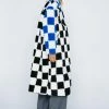Faux Fur Coats Motocross Checkerboard Borg Fur Coat