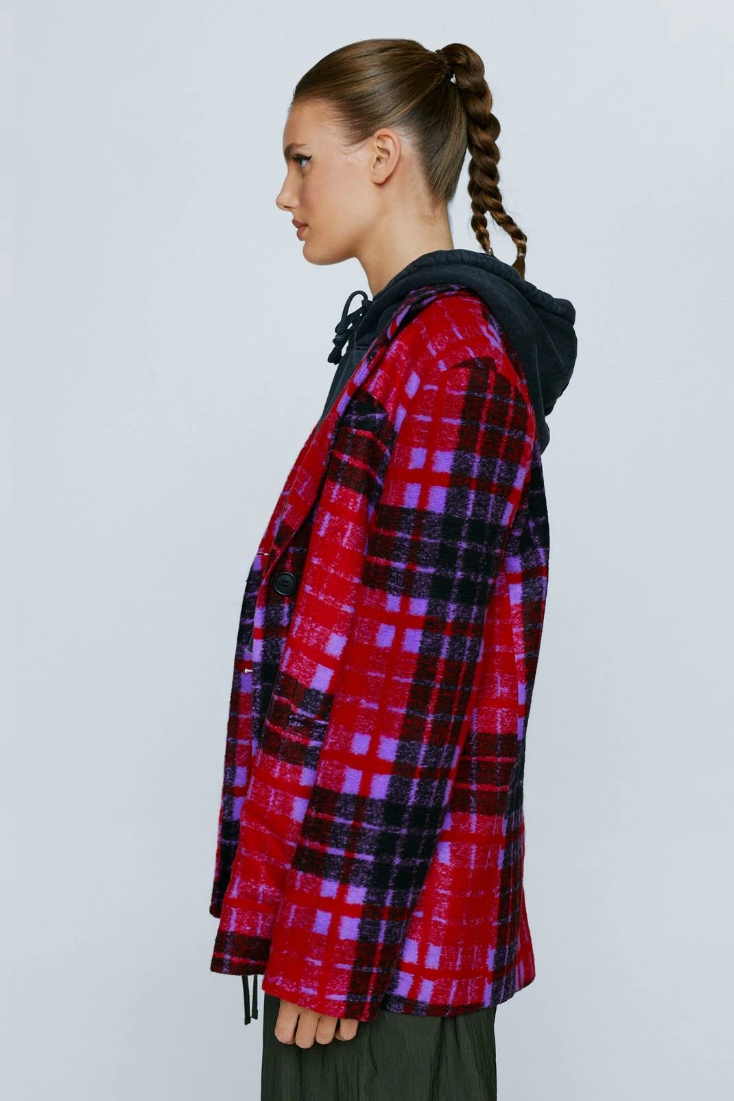 Blazers Check Print Oversized Blazer