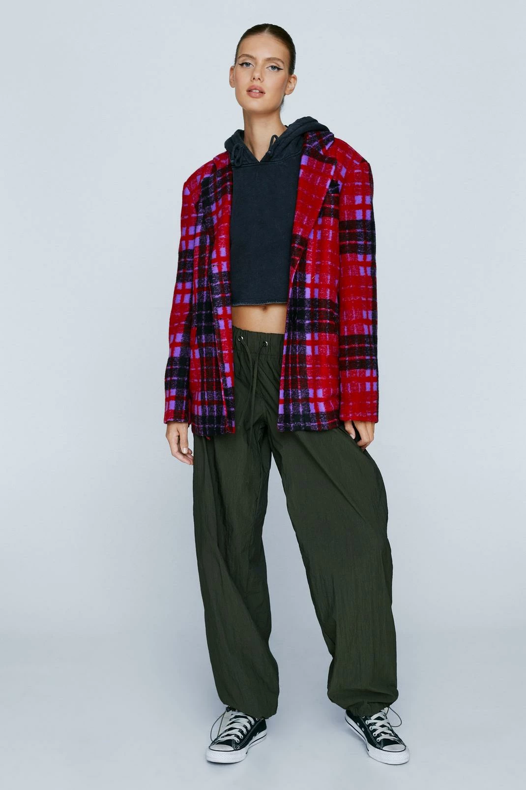 Blazers Check Print Oversized Blazer - Image 2