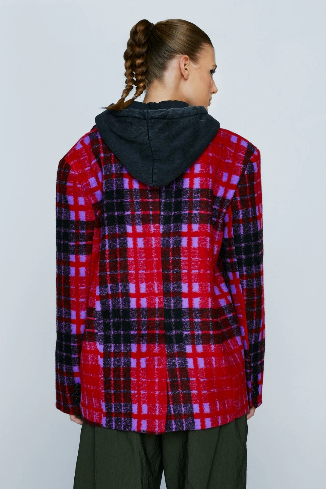 Blazers Check Print Oversized Blazer - Image 3