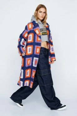 Duster + Trench Coats Colourful Crochet Smart Coat