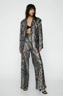 Party Outfits Rainbow Sequin Oversized Blazer