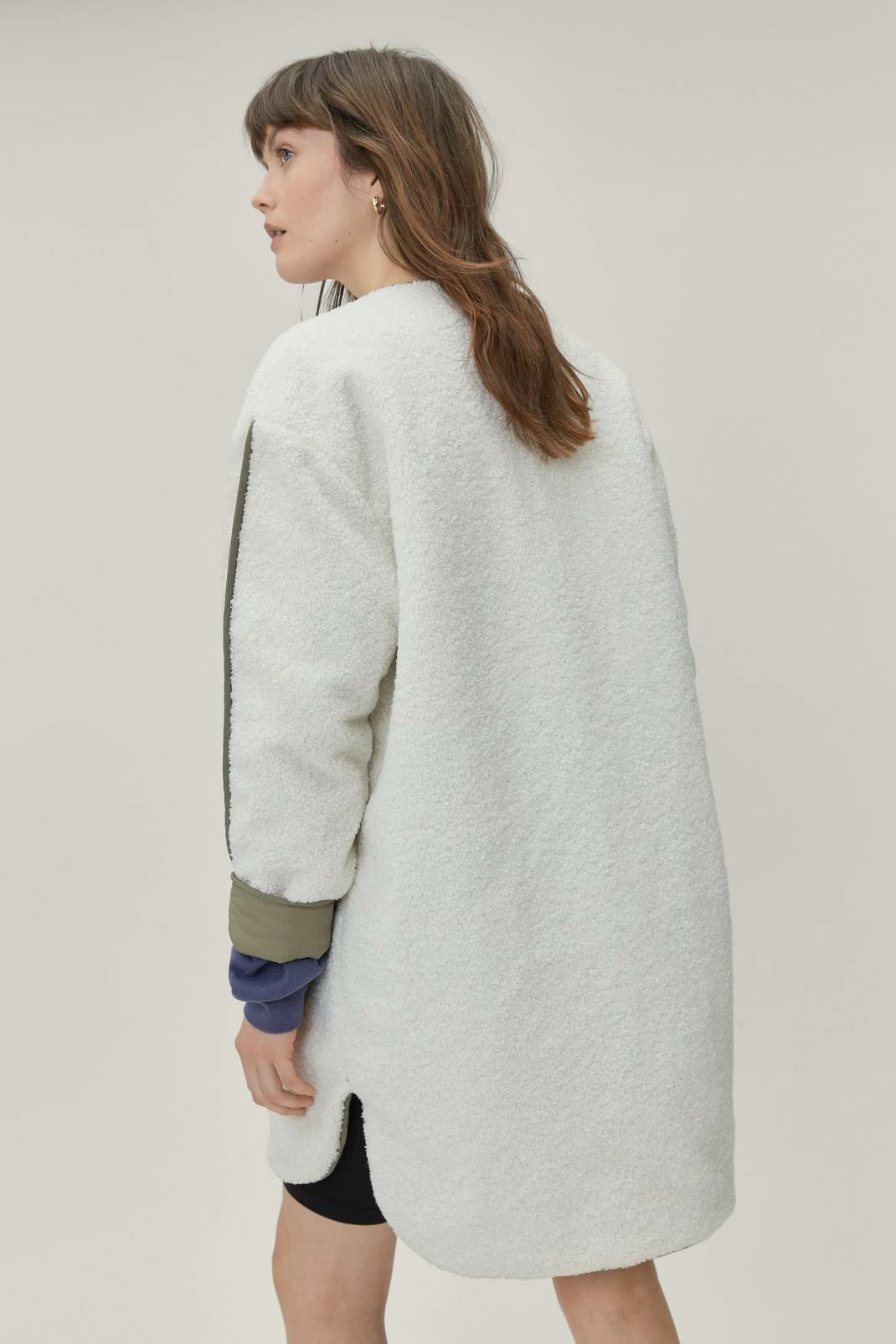 Duster + Trench Coats Reversible Faux Teddy Longline Lined Jacket - Image 3