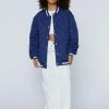 Puffer Jackets Quilted Collarless Varsity Jacket