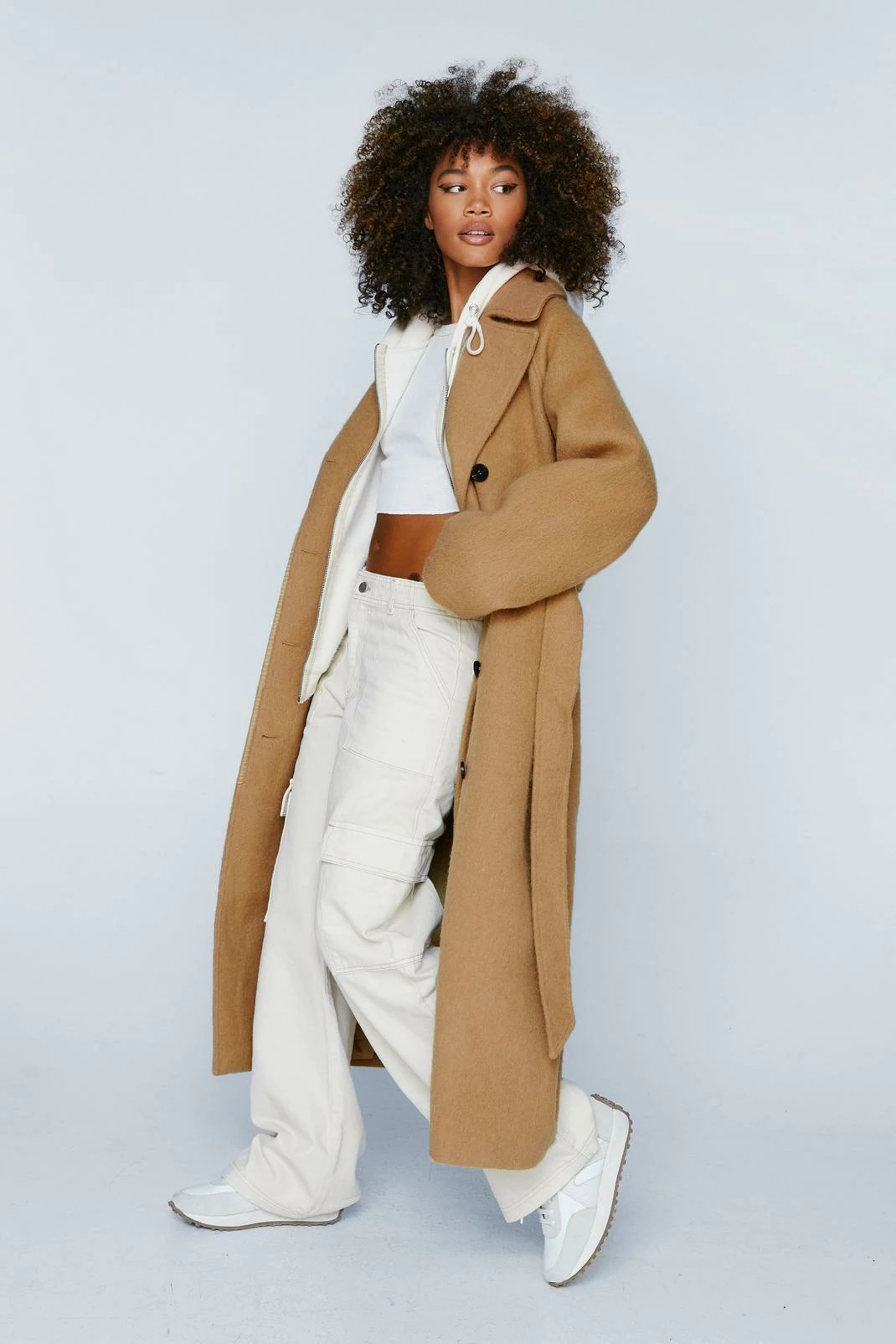 Wool Look Coats Fuzzy Wool Blend Longline Coat - Image 7