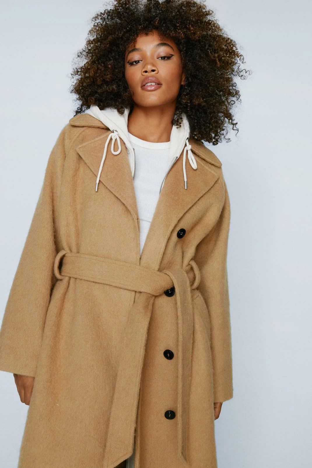 Wool Look Coats Fuzzy Wool Blend Longline Coat - Image 8