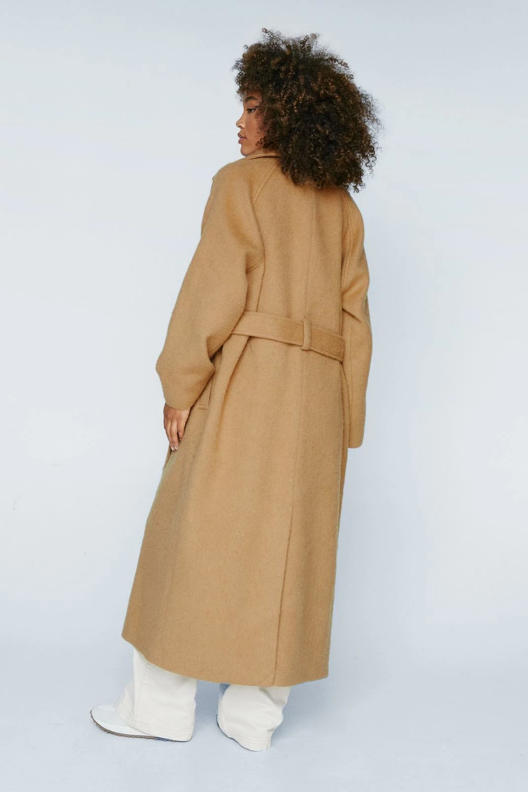 Wool Look Coats Fuzzy Wool Blend Longline Coat - Image 9