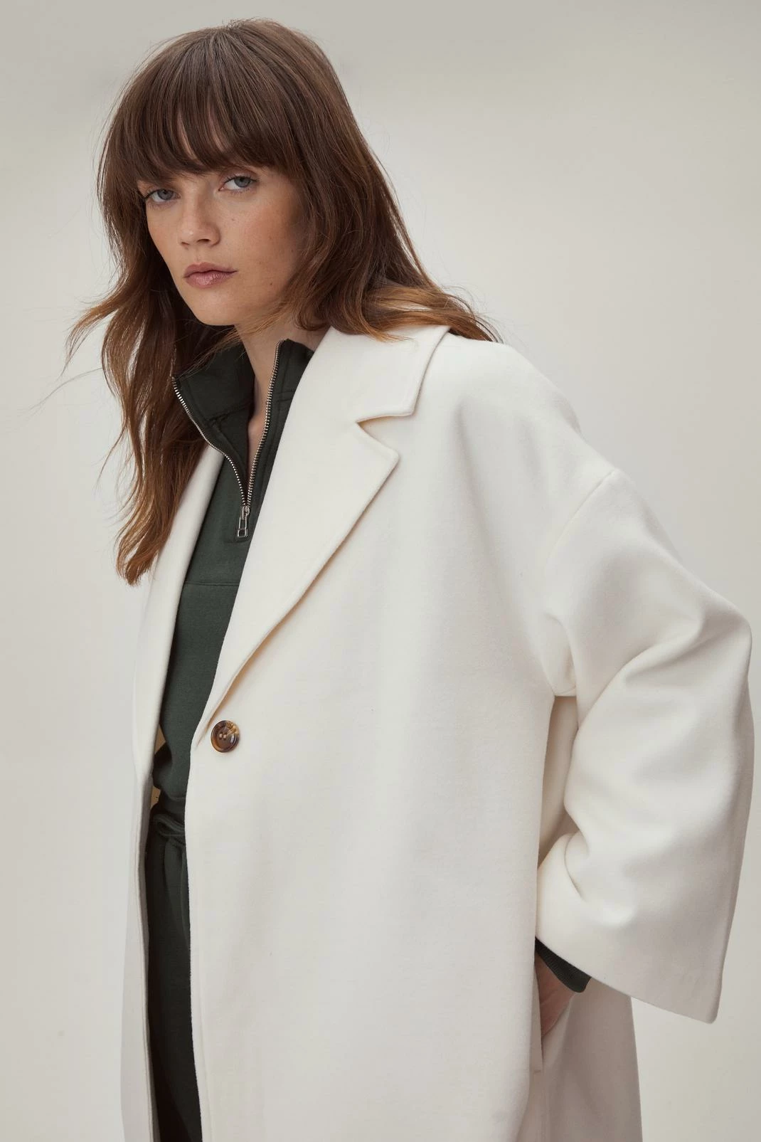 Wool Look Coats Wool Look Oversized Long Sleeve Coat - Image 5